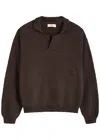Cherry La Logo-embroidered Cotton Polo Jumper In Brown