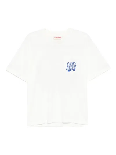 Cherry La Logo-printed T-shirt In White