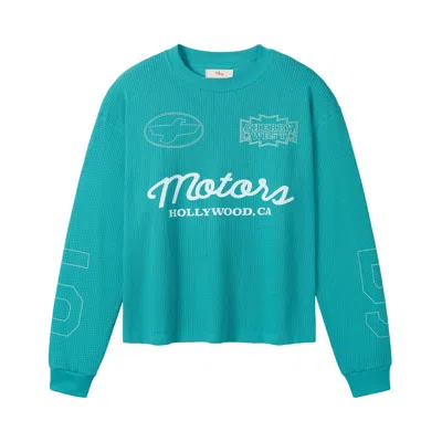Pre-owned Cherry La Mesh Motors Long-sleeve 'turquoise' | Blue | Men's Size S