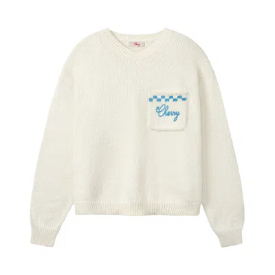 Pre-owned Cherry La Motors Knit V Neck 'cream' | Men's Size Xl In White