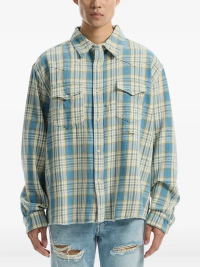 Cherry La Plaid Western Shirt In Blue