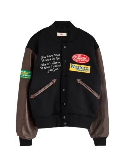 Cherry La Rodeo Bomber Jacket In Black