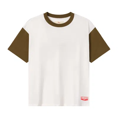 Pre-owned Cherry La Safari Boxy Ringer Tee 'vintage White/brown' | Men's Size M