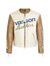 Cherry La Vanson Logo-patch Leather Jacket In White