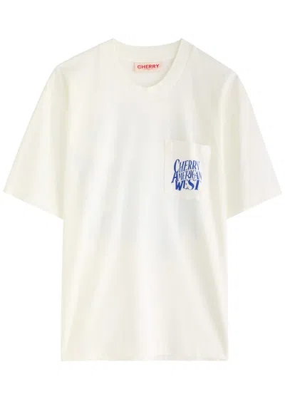 Cherry Los Angeles American West Printed Cotton T-shirt In White