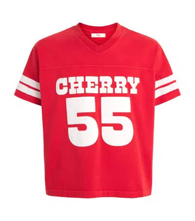 Cherry Los Angeles Appliqué Football Jersey T-shirt In Pink