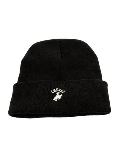 Pre-owned Cherry Los Angeles Black Embroidered Beanie