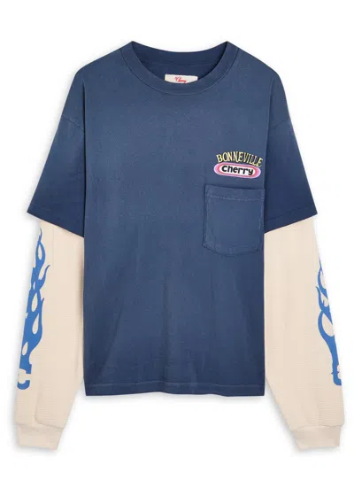Cherry Los Angeles Bonneville Boxy Pocket Cotton T-shirt In Blue
