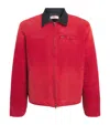 Cherry Los Angeles Sun Faded Padded Denim Chore Jacket In Red