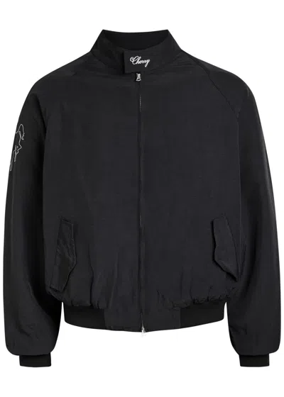 Cherry Los Angeles Championship Embroidered Shell Jacket In Black