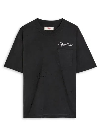 Cherry Los Angeles Cherry American Distressed Cotton T-shirt In Black