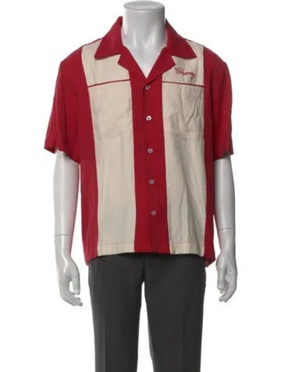 Pre-owned Cherry Los Angeles Colorblock Pattern Short Sleeve Shirt In Red