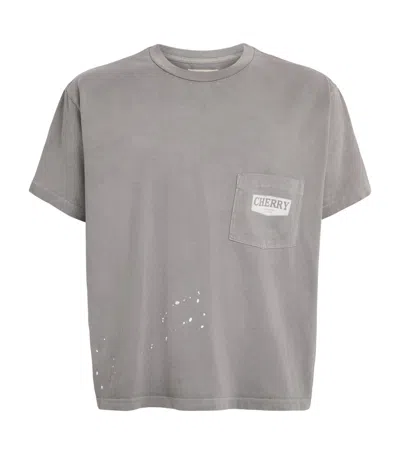 Cherry Los Angeles Cotton Chevron Pocket T-shirt In Gray