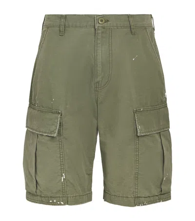 Cherry Los Angeles Cotton Paint Splatter Cargo Shorts In Green