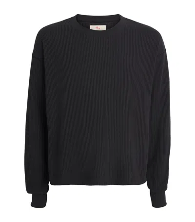 Cherry Los Angeles Cotton-blend Waffle-knit Sweater In Black
