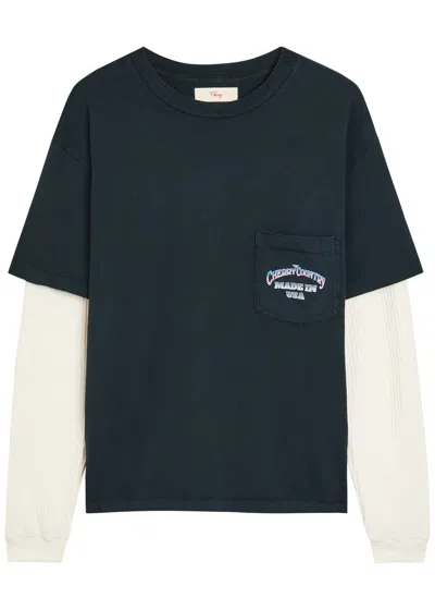 Cherry Los Angeles Country Road Printed Layered Cotton-blend T-shirt In Brown