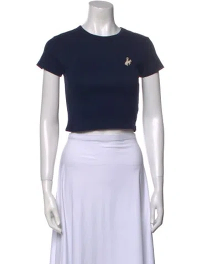 Pre-owned Cherry Los Angeles Crew Neck Short Sleeve Crop Top In Black