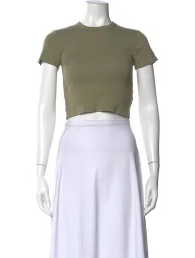 Pre-owned Cherry Los Angeles Crew Neck Short Sleeve Crop Top In Green