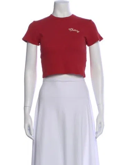 Pre-owned Cherry Los Angeles Crew Neck Short Sleeve Crop Top In Multi