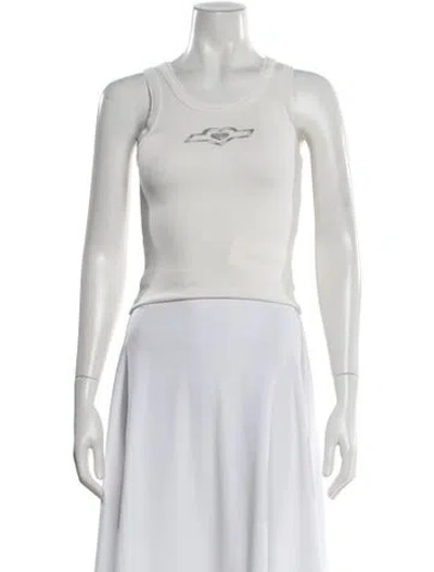Pre-owned Cherry Los Angeles Crew Neck Sleeveless Top In White
