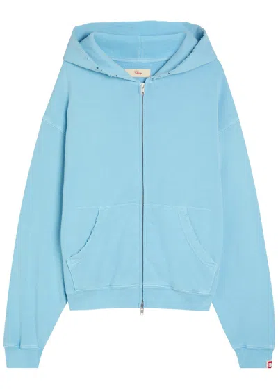 Cherry Los Angeles Distressed Hooded Cotton Sweatshirt In Blue Light