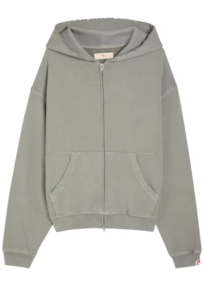 Cherry Los Angeles Distressed Hooded Cotton Sweatshirt In Grey