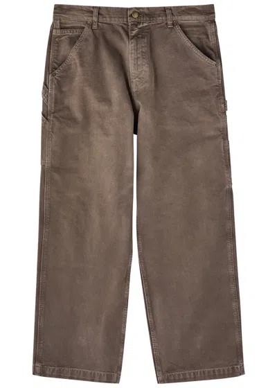 Cherry Los Angeles Distressed Straight-leg Canvas Jeans In Brown