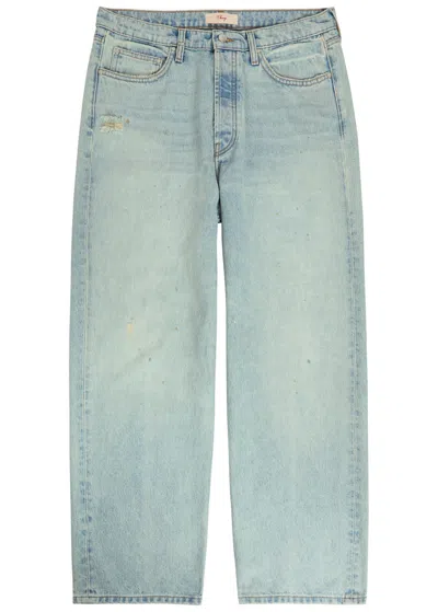 Cherry Los Angeles Distressed Wide-leg Jeans In Light Blue