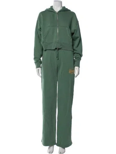 Pre-owned Cherry Los Angeles Embroidered Accent Pantsuit In Green