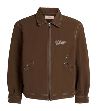 Cherry Los Angeles Embroidered Running Jacket In Brown