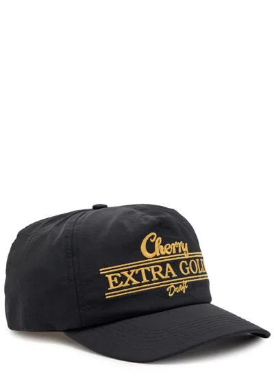 Cherry Los Angeles Extra Gold 5 Panel Embroidered Nylon Cap In Black