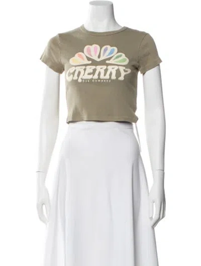 Pre-owned Cherry Los Angeles Graphic Print Crew Neck Crop Top In Multi