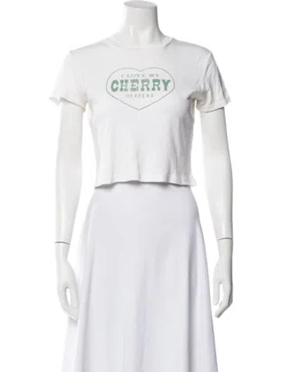 Pre-owned Cherry Los Angeles Graphic Print Crew Neck Crop Top In Neutrals