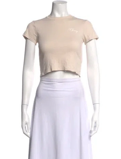 Pre-owned Cherry Los Angeles Graphic Print Crew Neck Crop Top In Neutrals