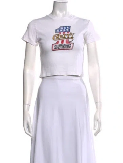 Pre-owned Cherry Los Angeles Graphic Print Crew Neck Crop Top In Neutrals
