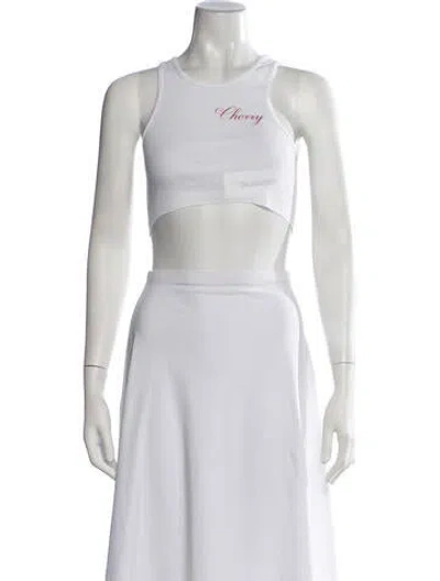 Pre-owned Cherry Los Angeles Graphic Print Crew Neck Crop Top In Neutrals