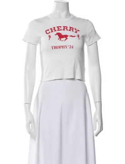 Pre-owned Cherry Los Angeles Graphic Print Crew Neck Crop Top In Neutrals