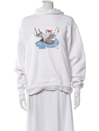 Pre-owned Cherry Los Angeles Graphic Print Crew Neck Hoodie In White