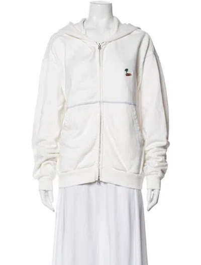 Pre-owned Cherry Los Angeles Graphic Print Crew Neck Hoodie In White