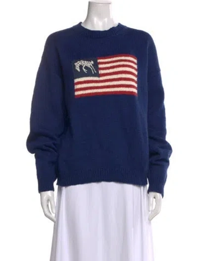 Pre-owned Cherry Los Angeles Graphic Print Crew Neck Sweater W/ Tags In Blue