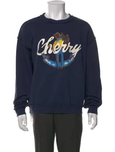 Pre-owned Cherry Los Angeles Graphic Print Crew Neck Sweatshirt In Blue