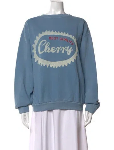 Pre-owned Cherry Los Angeles Graphic Print Crew Neck Sweatshirt In Blue