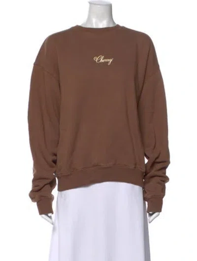 Pre-owned Cherry Los Angeles Graphic Print Crew Neck Sweatshirt In Brown
