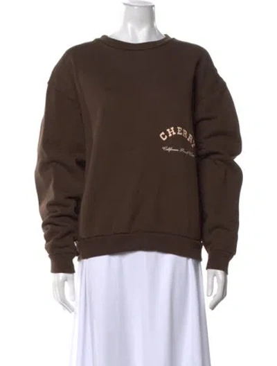 Pre-owned Cherry Los Angeles Graphic Print Crew Neck Sweatshirt In Brown