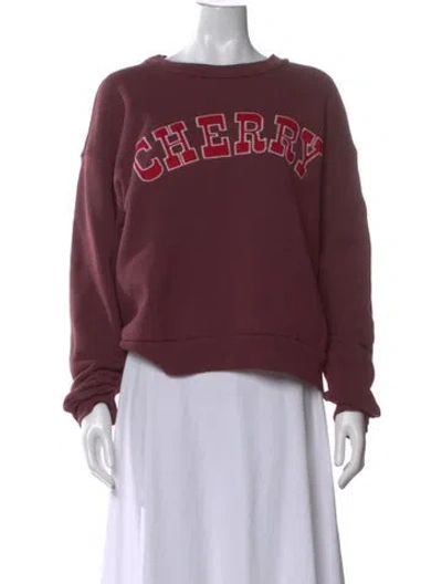 Pre-owned Cherry Los Angeles Graphic Print Crew Neck Sweatshirt In Burgundy