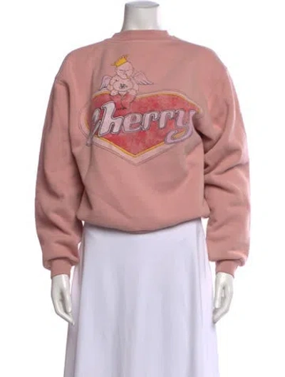 Pre-owned Cherry Los Angeles Graphic Print Crew Neck Sweatshirt In Pink