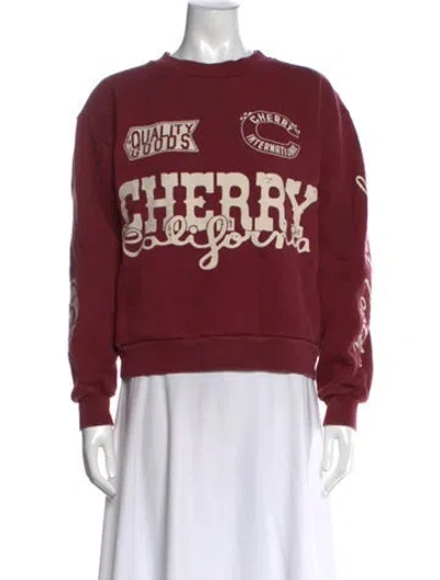 Pre-owned Cherry Los Angeles Graphic Print Crew Neck Sweatshirt In Red