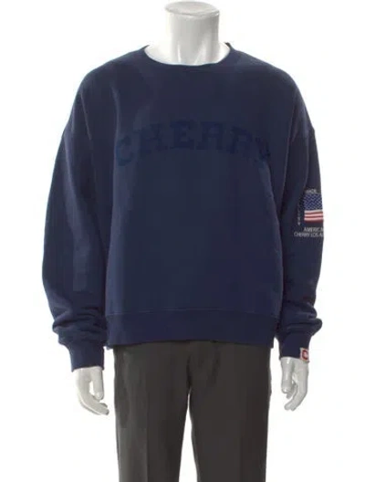 Pre-owned Cherry Los Angeles Graphic Print Crew Neck Sweatshirt W/ Tags In Blue