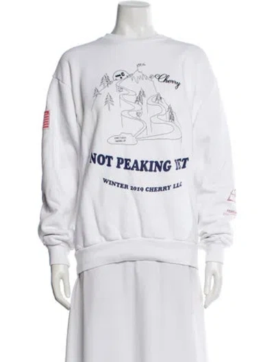 Pre-owned Cherry Los Angeles Graphic Print Crew Neck Sweatshirt In White