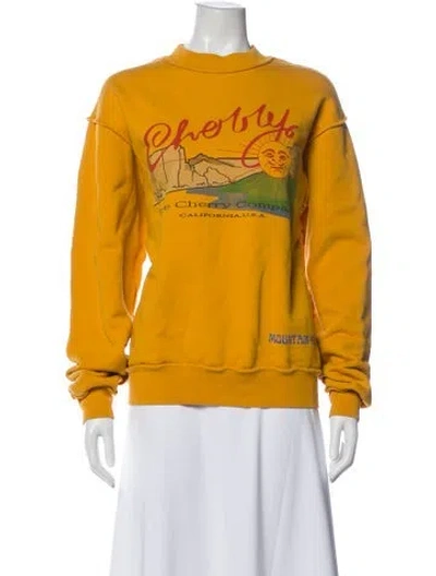 Pre-owned Cherry Los Angeles Graphic Print Crew Neck Sweatshirt In Yellow